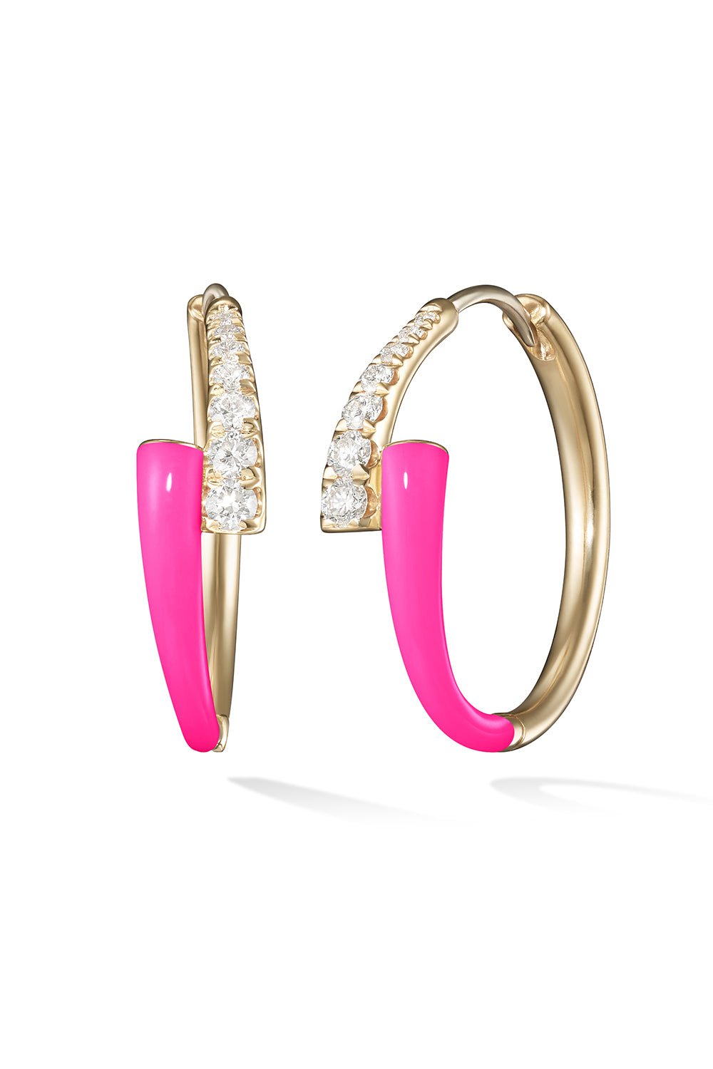 MELISSA KAYE-Neon Pink Lola Hoop Earrings-ROSE GOLD