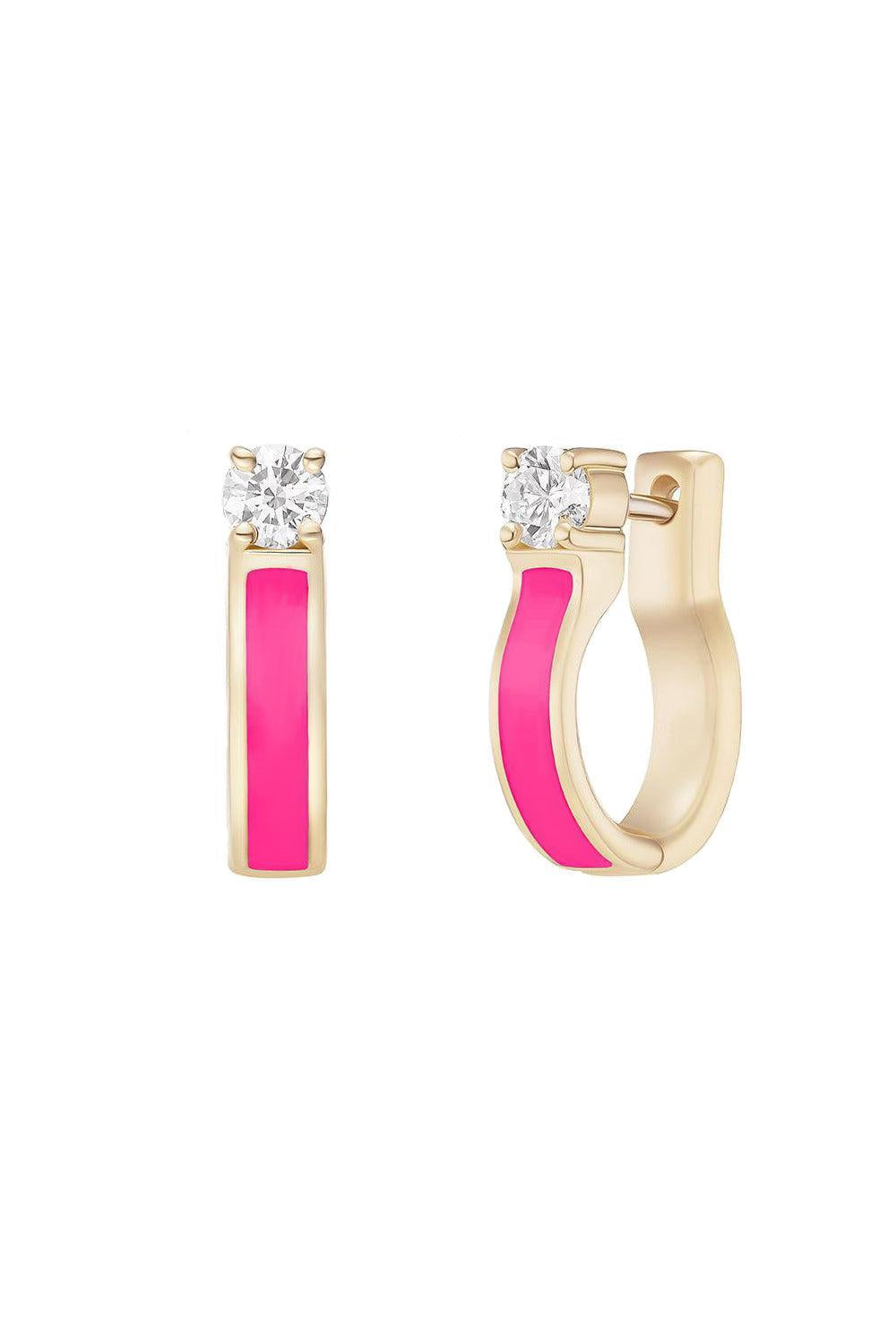Small Neon Pink Honey Diamond Hoop Earrings-ROSE GOLD-S-JEWELRYFINE JEWELEARRING-MELISSA KAYE