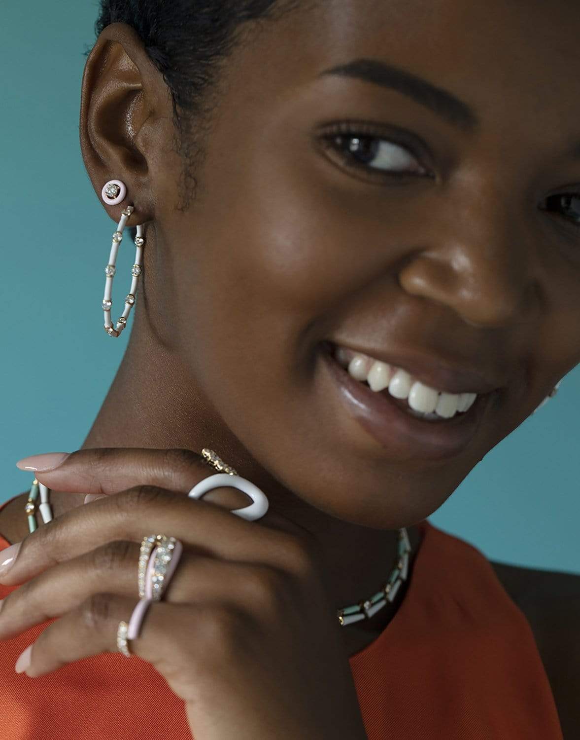 MELISSA KAYE-Sylvie Pastel Pink Studs-ROSE GOLD