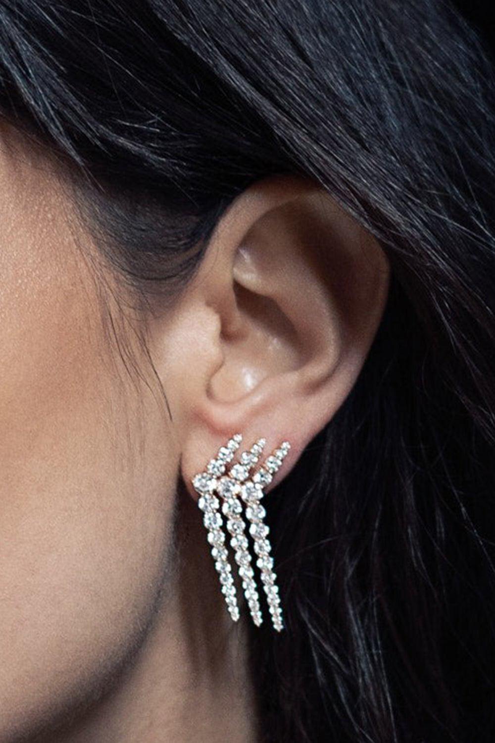 MELISSA KAYE-Aria Triple Y Earrings-WHITE GOLD