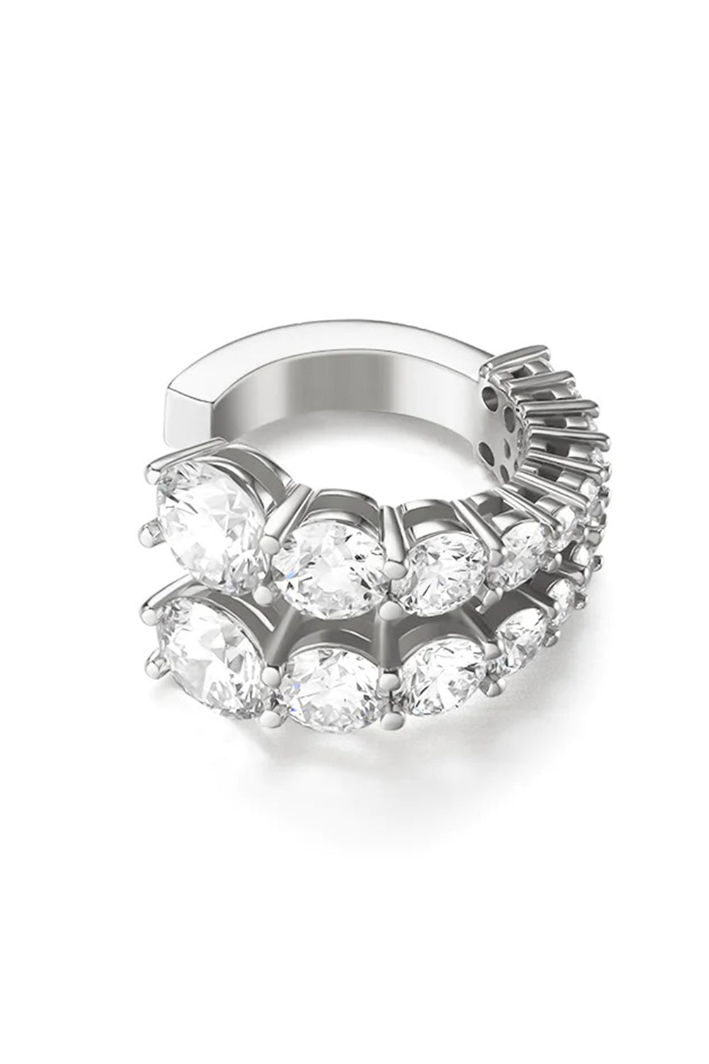 MELISSA KAYE-Aria Two Diamond Ear Cuff - White Gold-WHITE GOLD