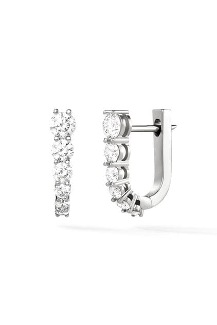MELISSA KAYE-Aria U Diamond Huggie Hoop Earrings - White Gold-WHITE GOLD