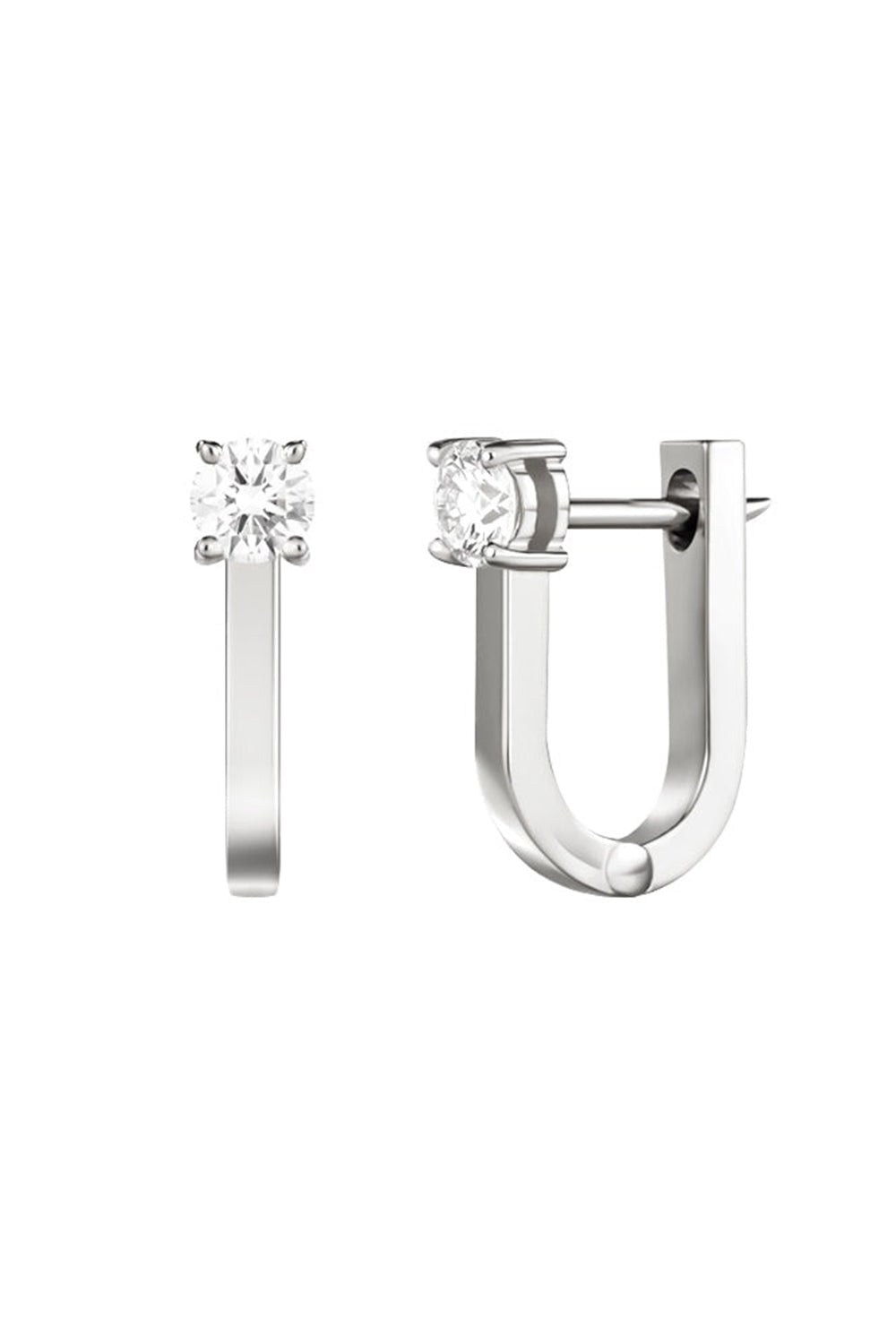 MELISSA KAYE-Aria U Huggie Hoop Earrings - White Gold-WHITE GOLD