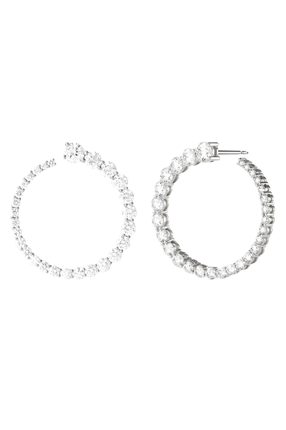 MELISSA KAYE-Large Diamond Aria Earwrap Earrings - White Gold-WHITE GOLD