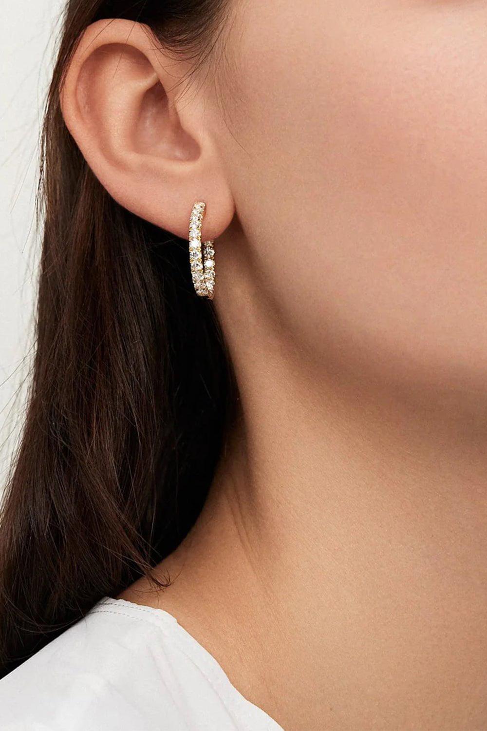 MELISSA KAYE-Medium Diamond Honey Hoop Earrings-