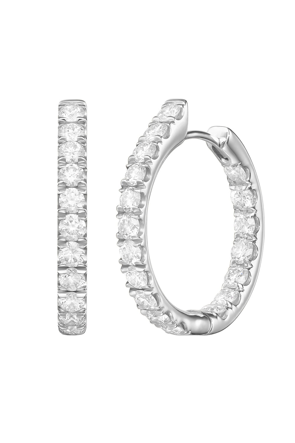 MELISSA KAYE-Medium Diamond Honey Hoop Earrings-WHITE GOLD