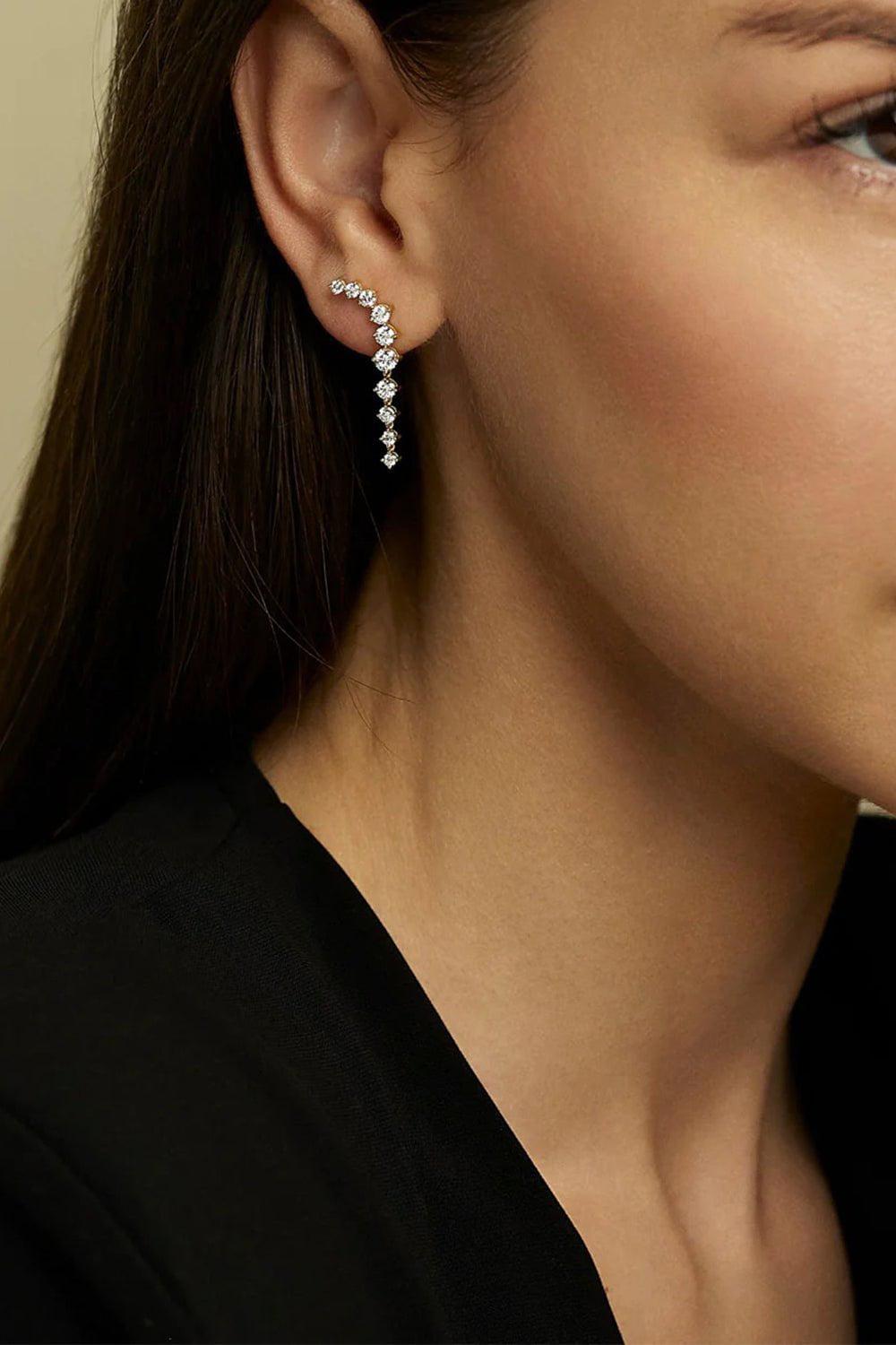 MELISSA KAYE-Mini Aria Dagger Earrings-WHITE GOLD