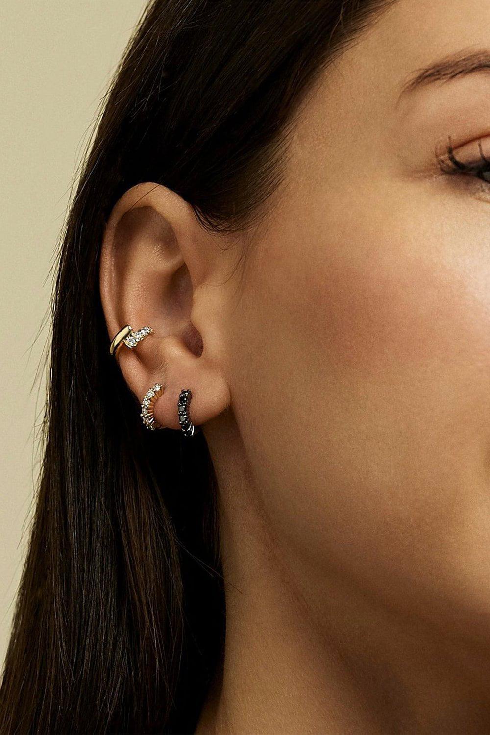 MELISSA KAYE-Sadie Huggie Hoop Earrings - White Gold-WHITE GOLD