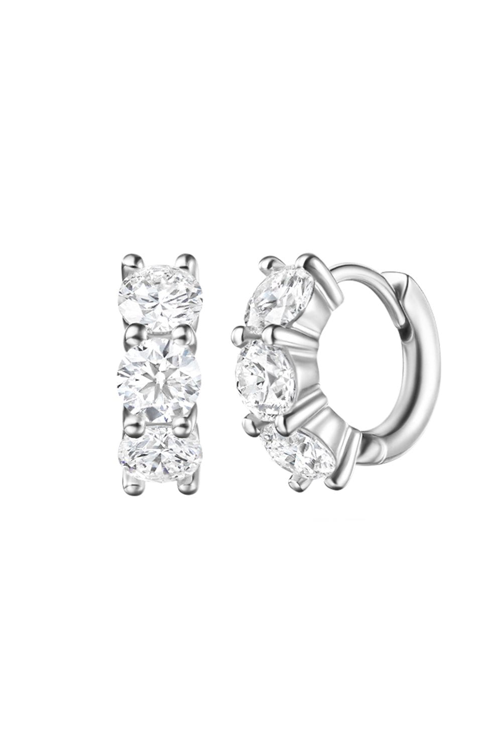 MELISSA KAYE-Sadie Huggie Hoop Earrings - White Gold - 4mm-WHITE GOLD