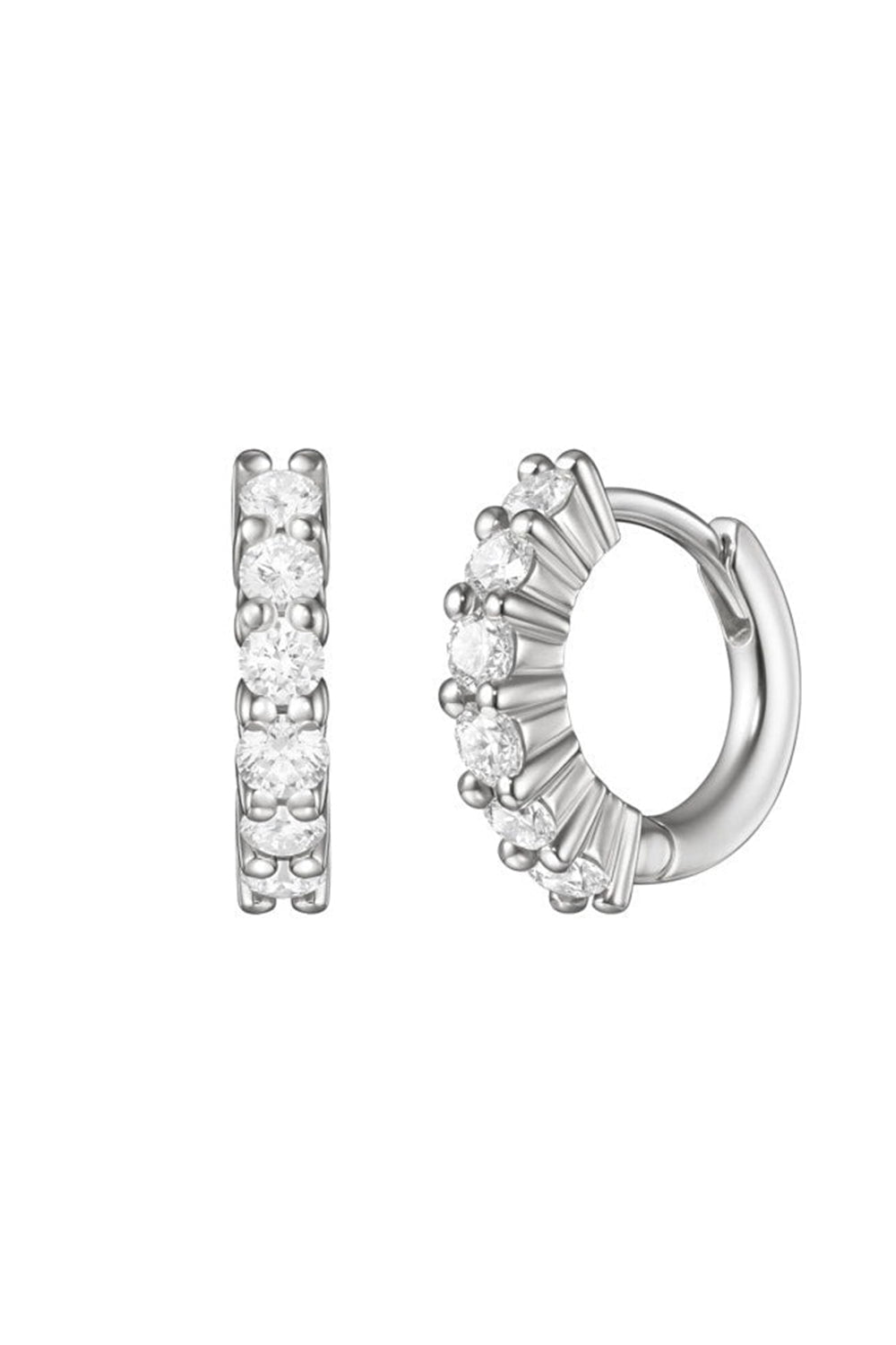 MELISSA KAYE-Sadie Huggie Hoop Earrings - White Gold-WHITE GOLD