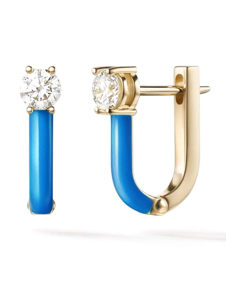 MELISSA KAYE-Blue Aria U Huggie Hoop Earrings-YELLOW GOLD