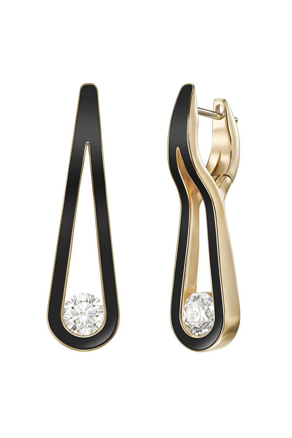  Diamond Black Large Daphne Earrings-YELLOW GOLD-JEWELRYFINE JEWELEARRING-MELISSA KAYE 