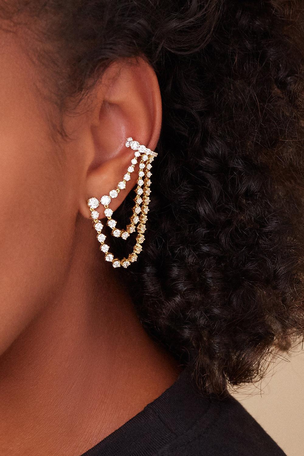 Diamond Sadie Triple Drape Earring-YELLOW GOLD-JEWELRYFINE JEWELEARRING-MELISSA KAYE