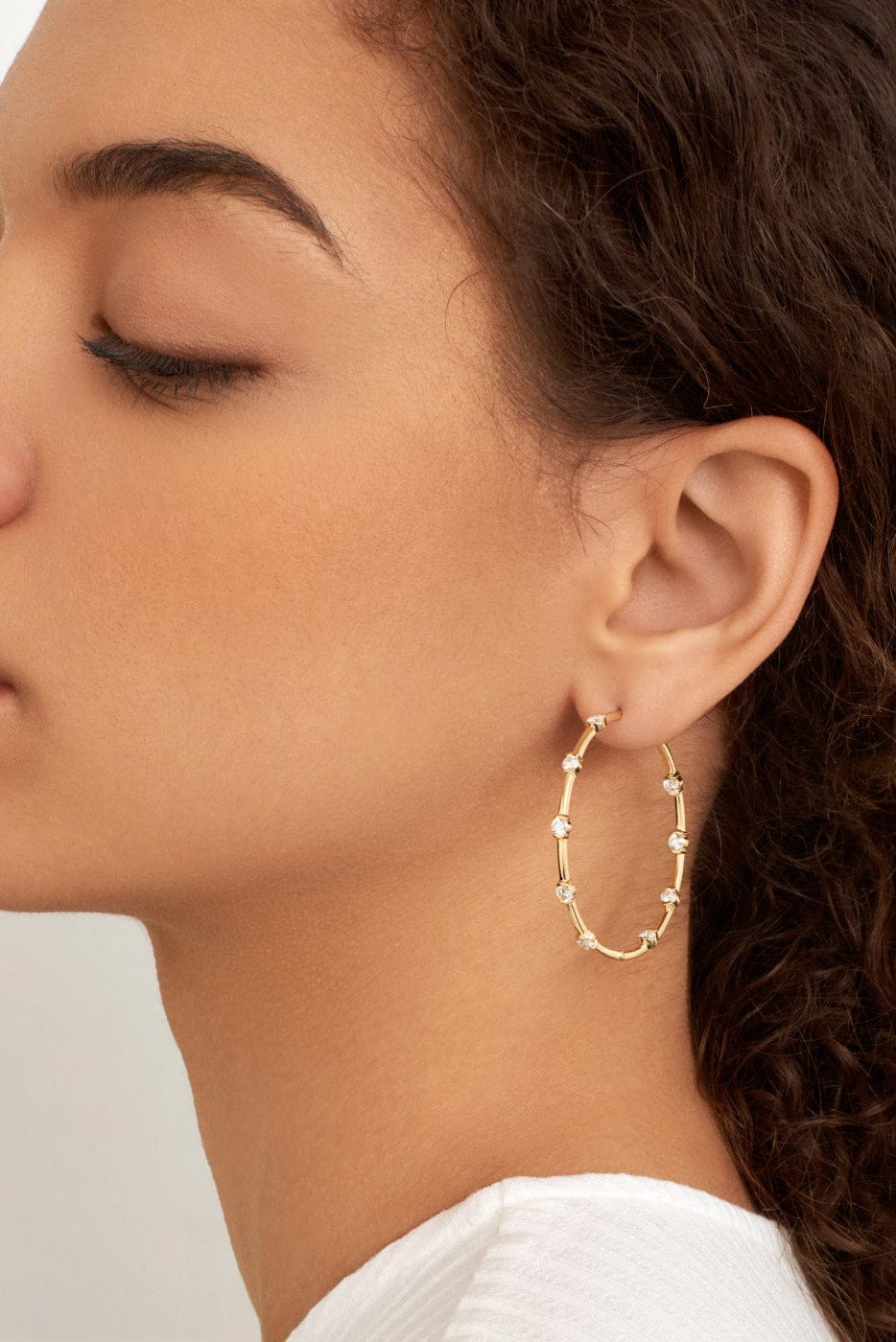MELISSA KAYE-Diamond Zea Hoop Earrings-YELLOW GOLD