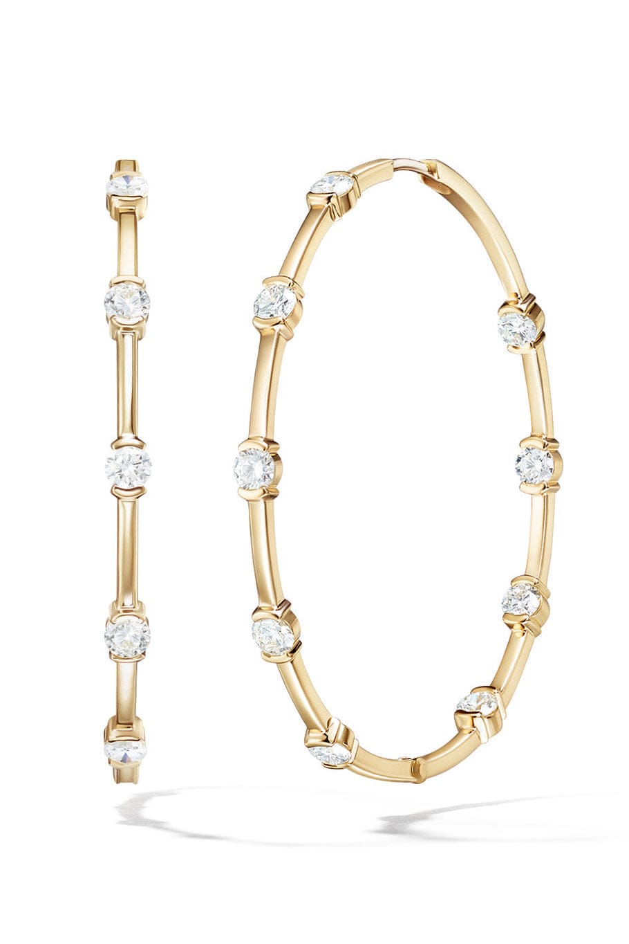 MELISSA KAYE-Diamond Zea Hoop Earrings-YELLOW GOLD