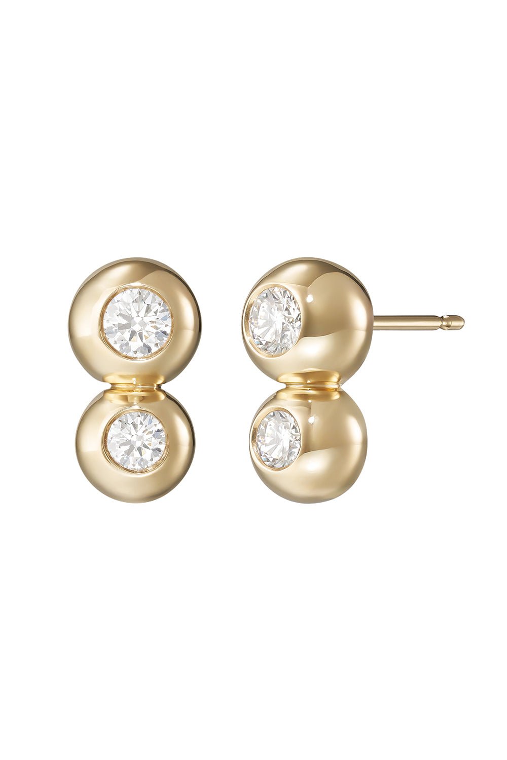 MELISSA KAYE-Large Audrey Double Stud Earrings-YELLOW GOLD
