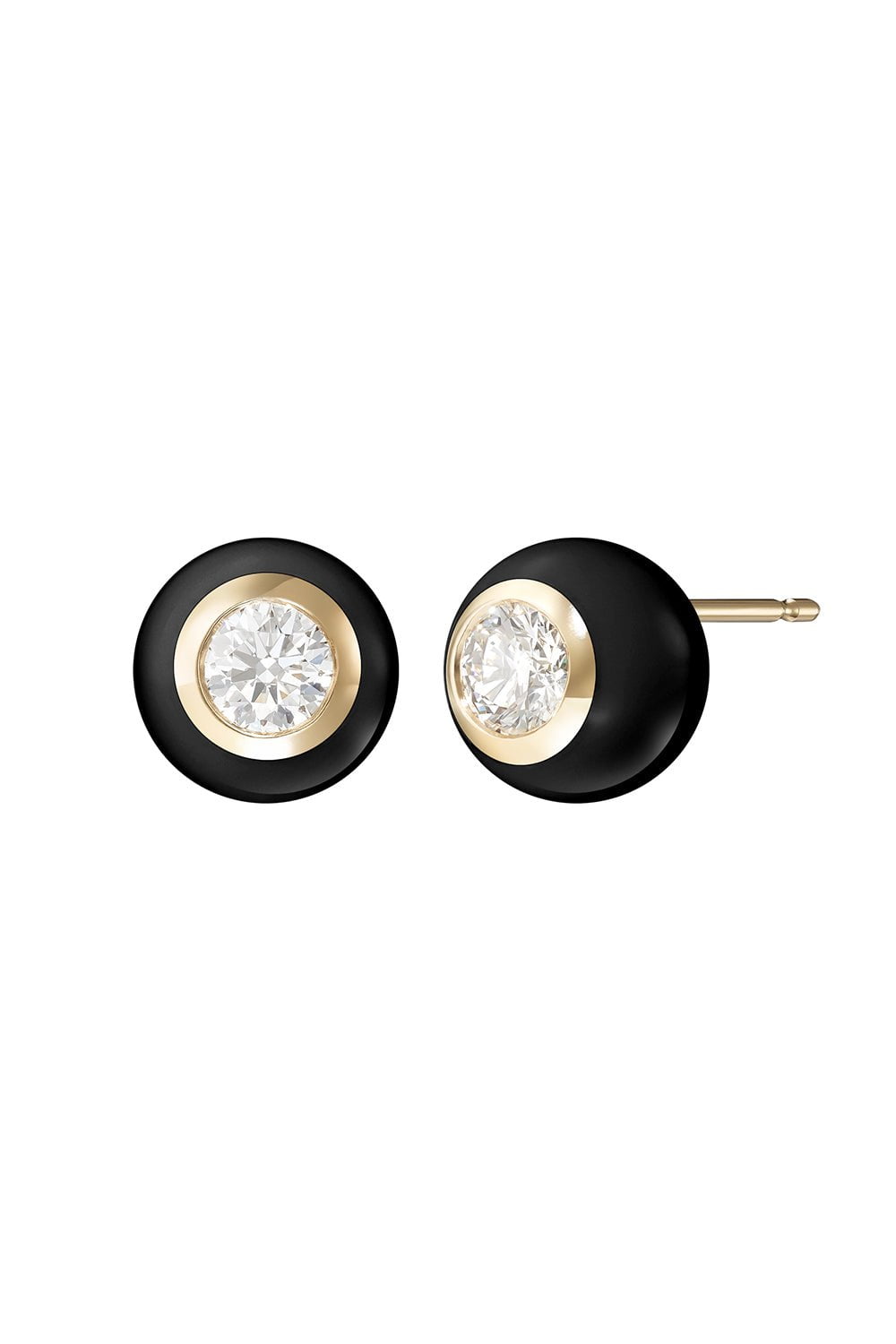 MELISSA KAYE-Large Black Audrey Stud Earrings-YELLOW GOLD