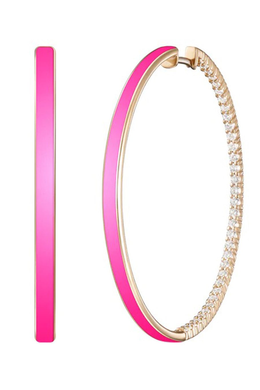 MELISSA KAYE-Lenox Hoops - Neon Pink-YELLOW GOLD