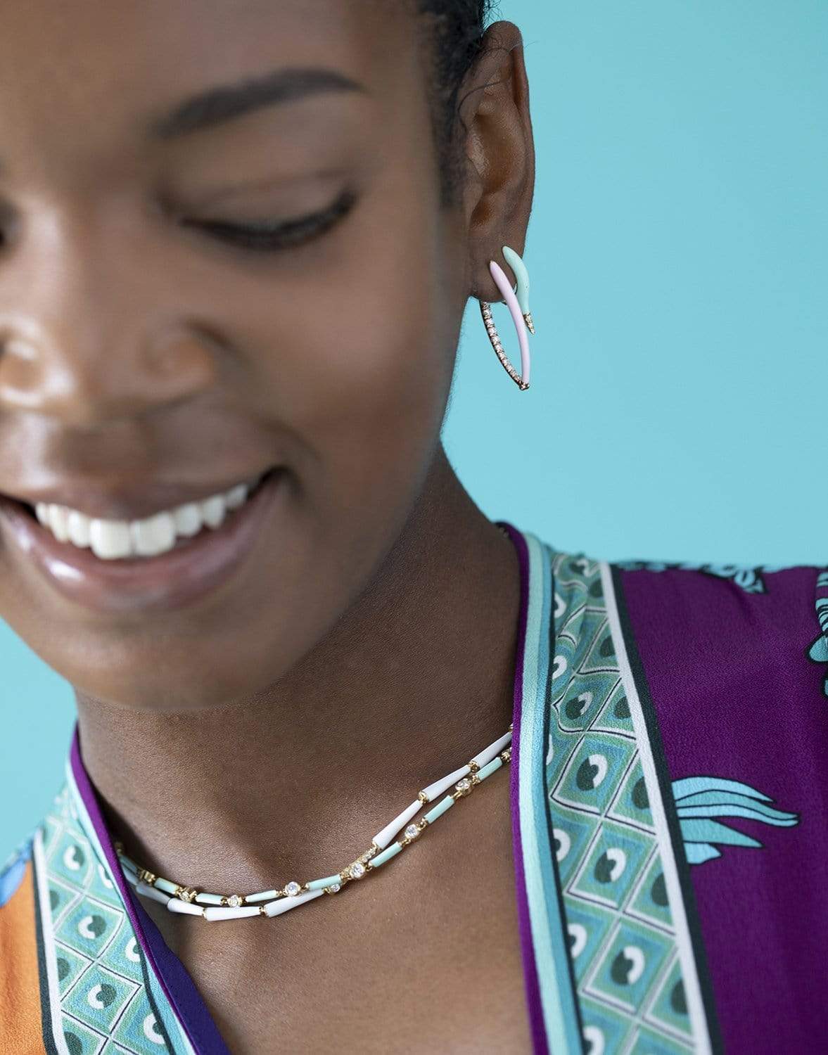 MELISSA KAYE-Lola Pastel Green Earrings-YELLOW GOLD