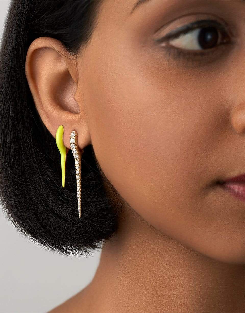 MELISSA KAYE-Lola Yellow Enamel Small Needle Earrings-YELLOW GOLD