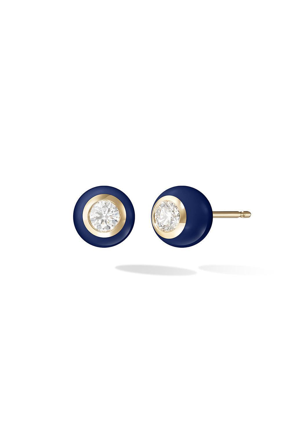 Medium Navy Audrey Stud Earrings-YELLOW GOLD-M-JEWELRYFINE JEWELEARRING-MELISSA KAYE