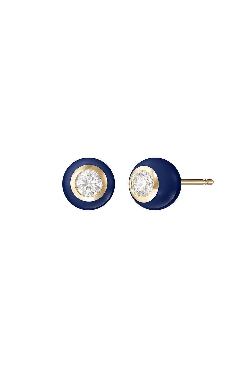 Medium Navy Audrey Diamond Stud Earrings-YELLOW GOLD-M-JEWELRYFINE JEWELEARRING-MELISSA KAYE