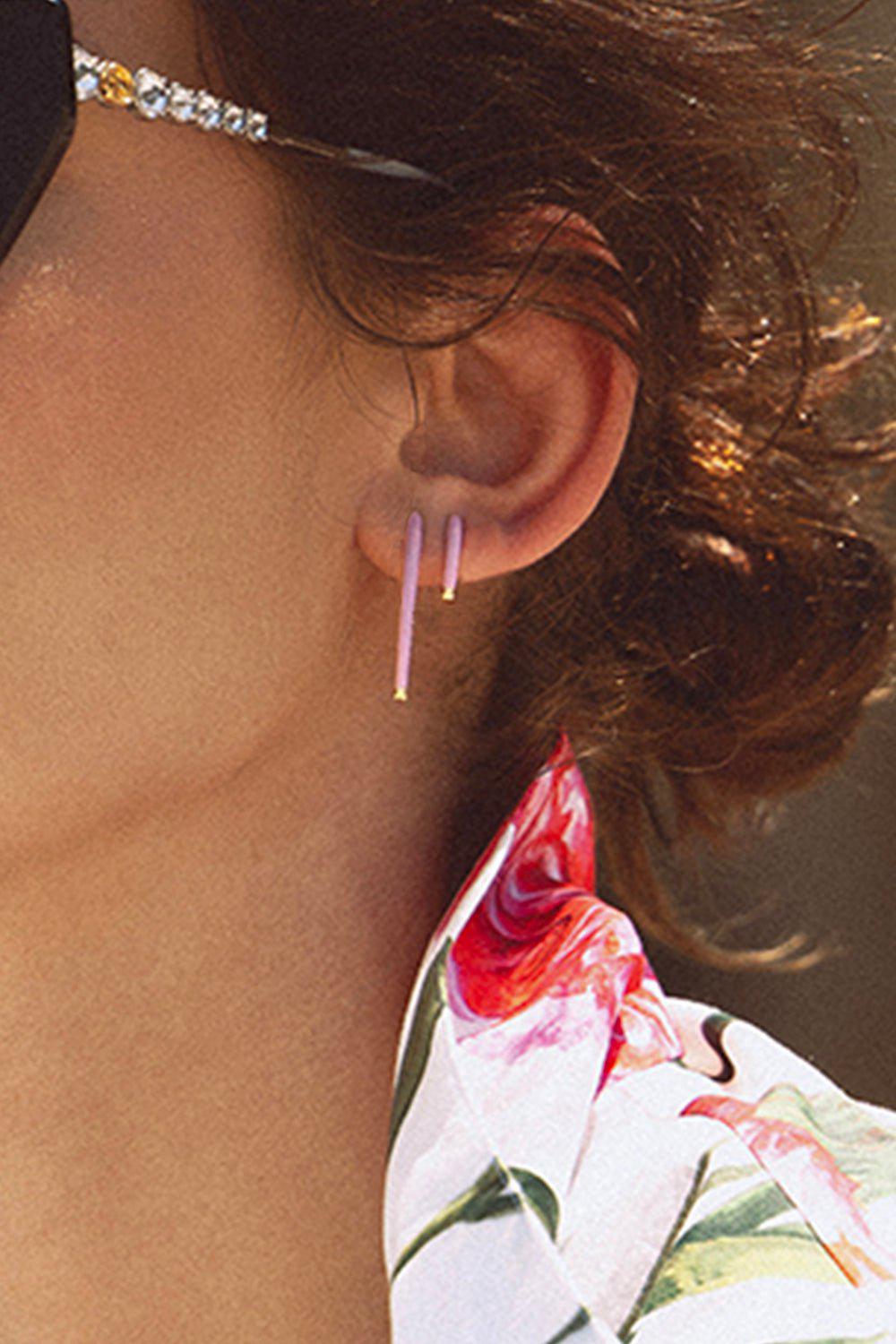 MELISSA KAYE-Marissa Pink Small Cristina Earrings-YELLOW GOLD