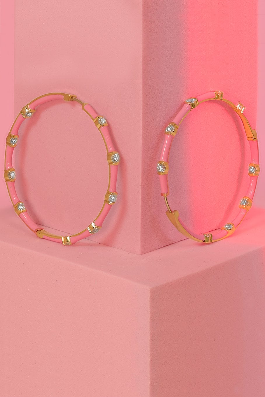 MELISSA KAYE-Marissa Pink Zea Hoops-YELLOW GOLD
