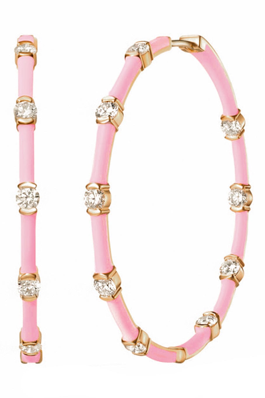 MELISSA KAYE-Marissa Pink Zea Hoops-YELLOW GOLD