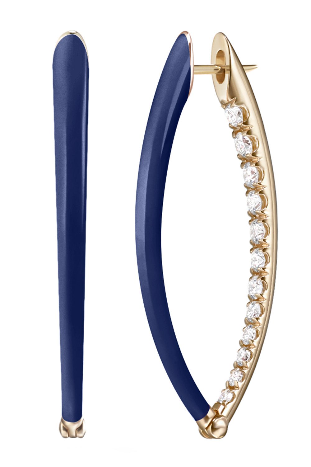 MELISSA KAYE-Medium Navy Cristina Earrings-YELLOW GOLD