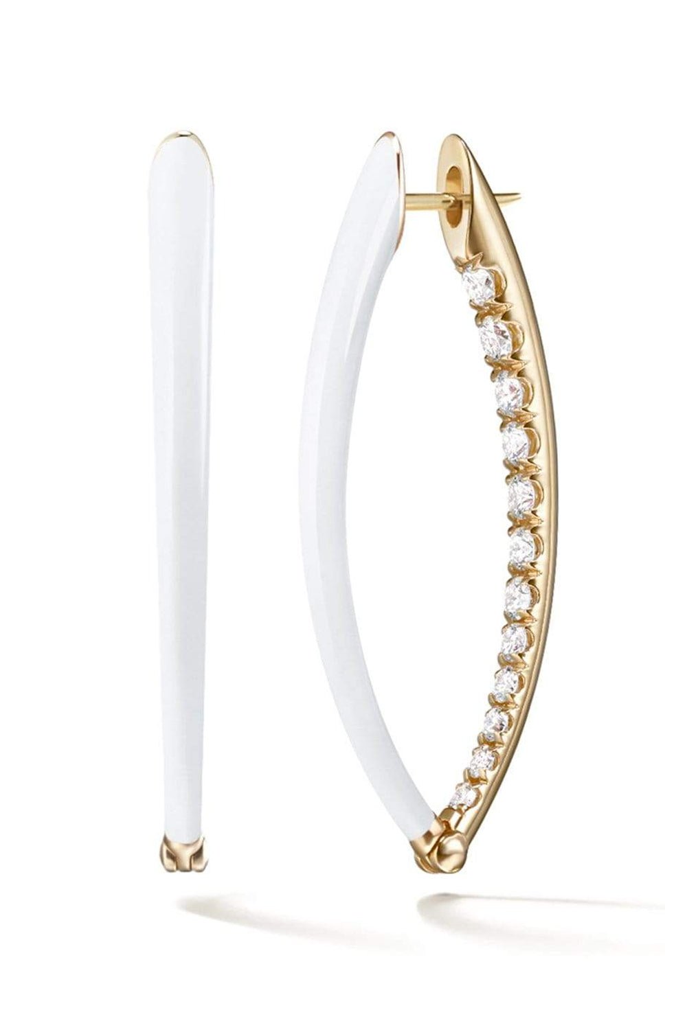MELISSA KAYE-Medium White Cristina Earrings-YELLOW GOLD