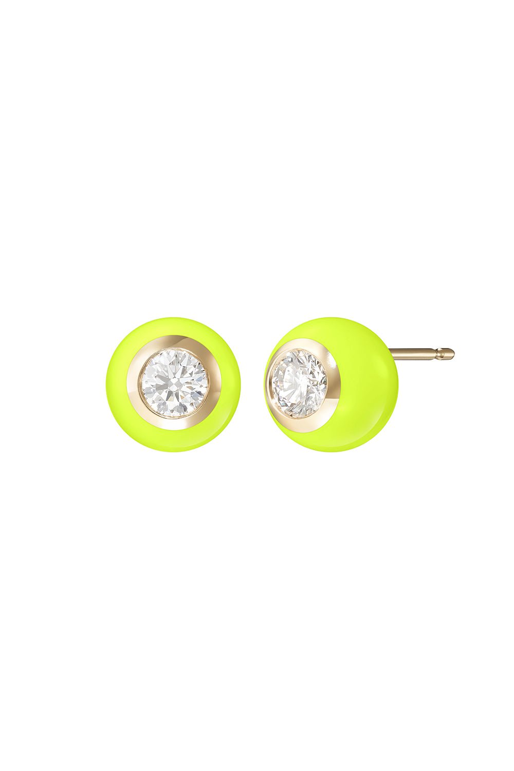 MELISSA KAYE-Neon Yellow Large Audrey Stud Earrings-YELLOW GOLD