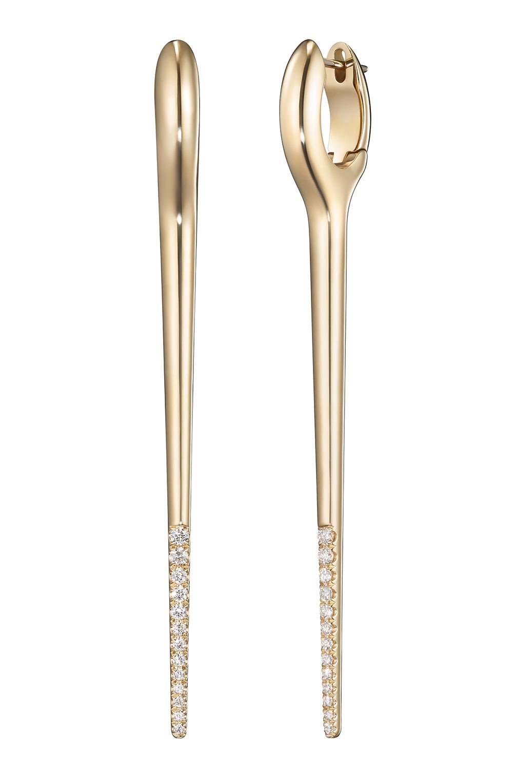 MELISSA KAYE-Partial Diamond Large Lola Needle Earrings-YELLOW GOLD