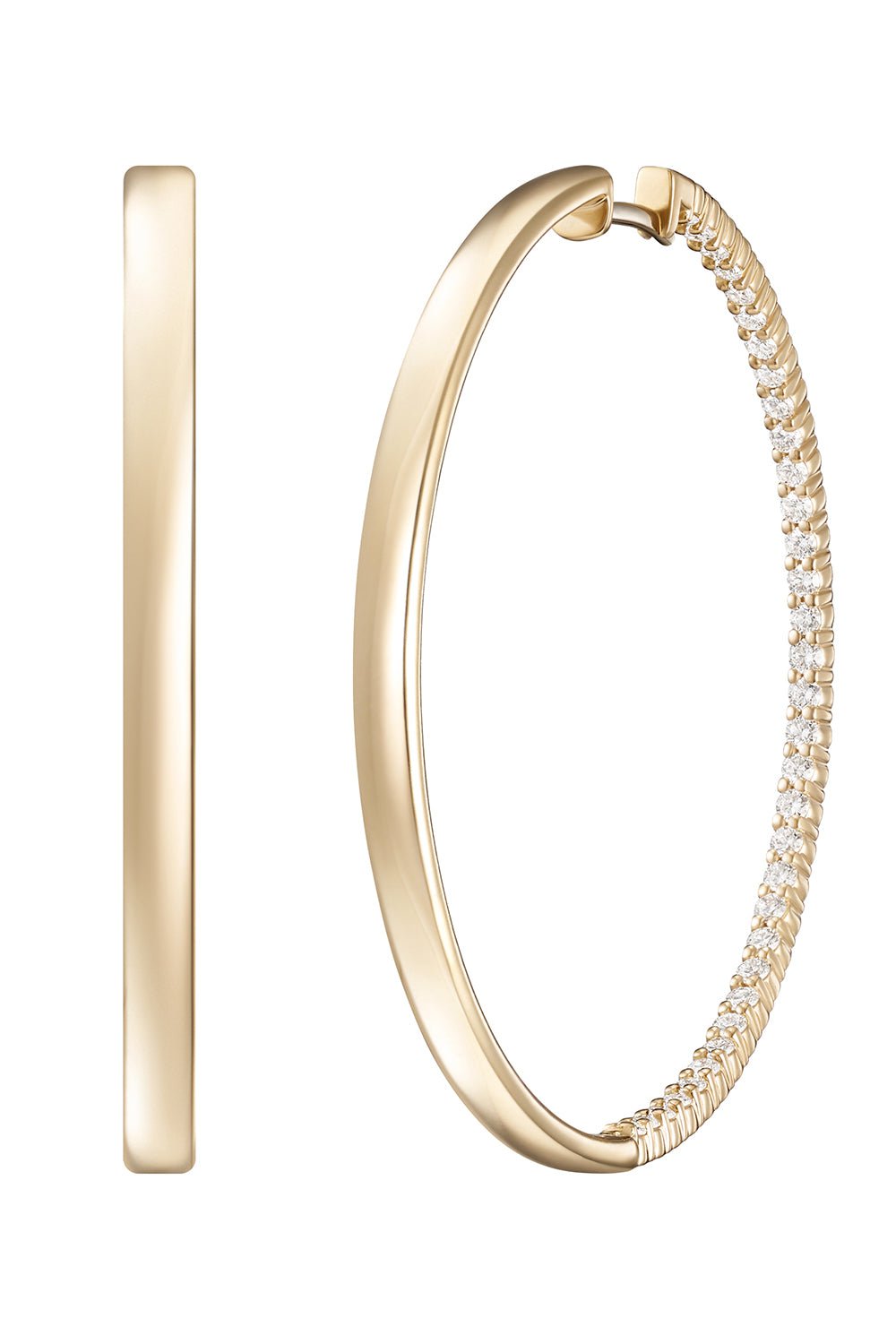 MELISSA KAYE-Partial Diamond Lenox Hoop Earrings-YELLOW GOLD
