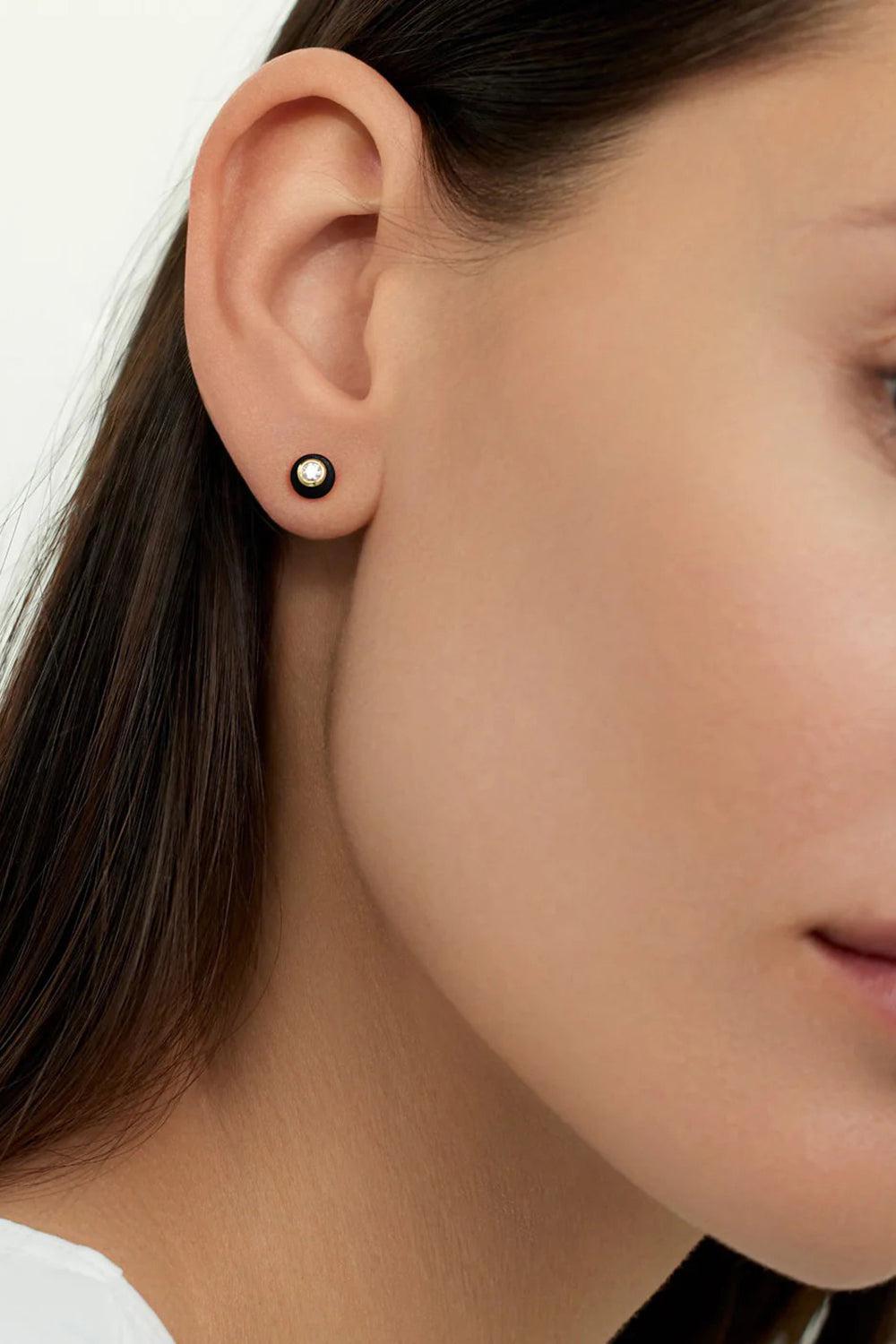 Small Navy Audrey Stud Earrings-YELLOW GOLD-S-JEWELRYFINE JEWELEARRING-MELISSA KAYE