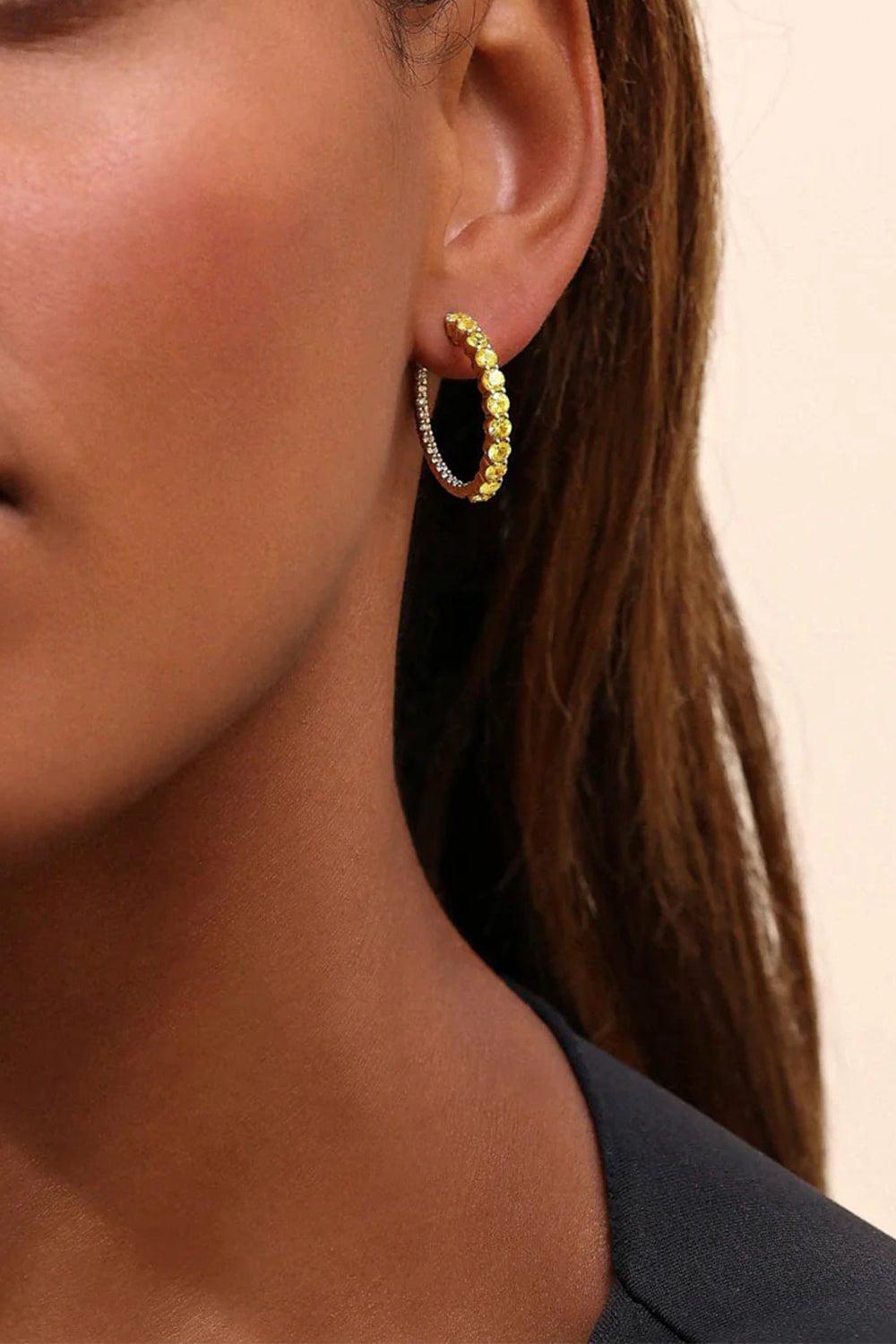MELISSA KAYE-Small Lenox Yellow Sapphire Hoop Earrings-YELLOW GOLD