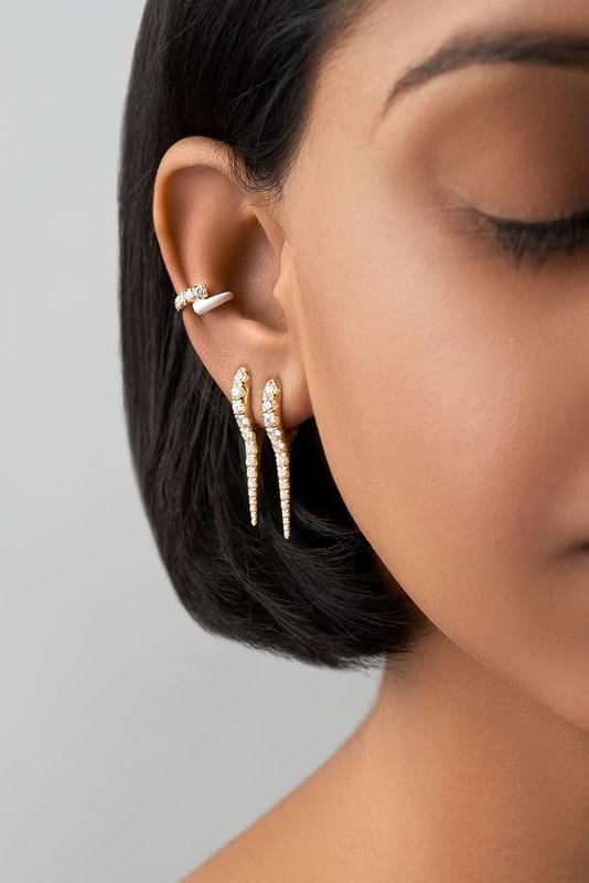MELISSA KAYE-Small Lola Needle Earring-YELLOW GOLD