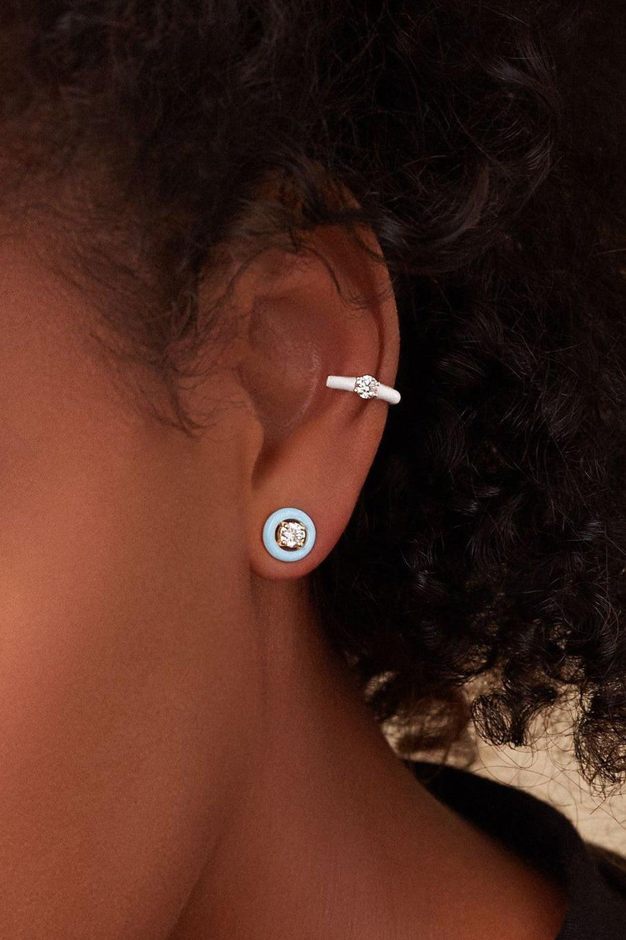 MELISSA KAYE-Sylvie Stud - Pastel Blue-YELLOW GOLD