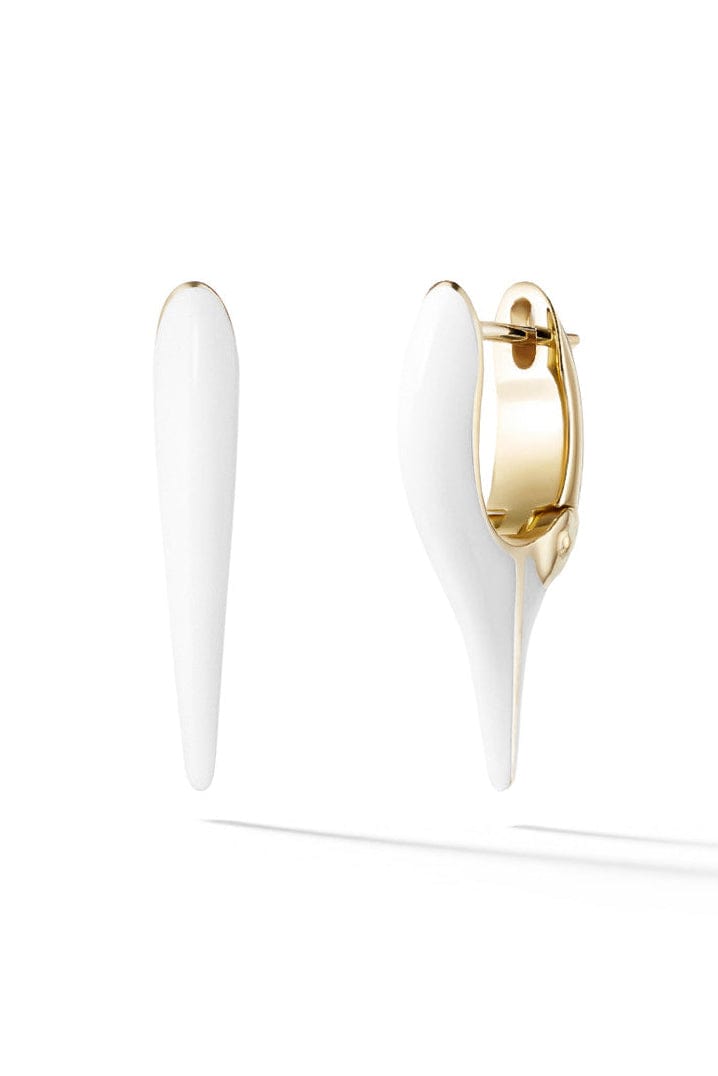 MELISSA KAYE-White Enamel Mini Lola Earrings-YELLOW GOLD