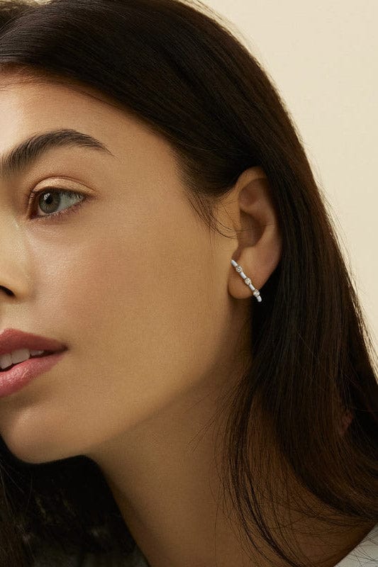 MELISSA KAYE-White Enamel Zea Earhook-YELLOW GOLD