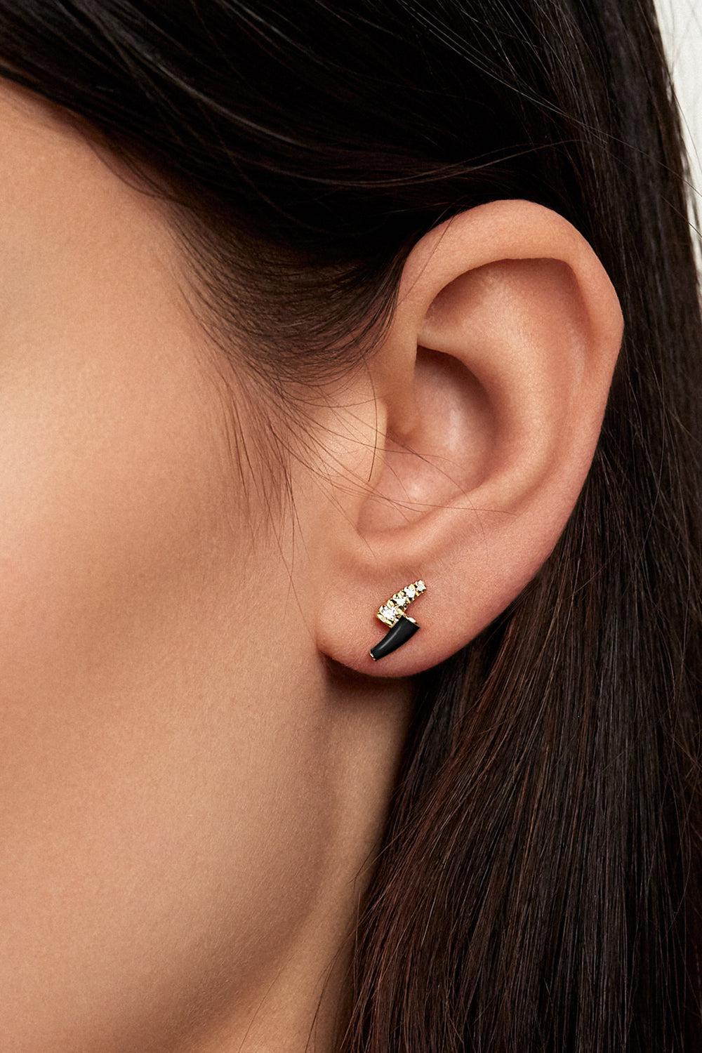 White Partial Diamond Stud Earrings-YELLOW GOLD-JEWELRYFINE JEWELEARRING-MELISSA KAYE
