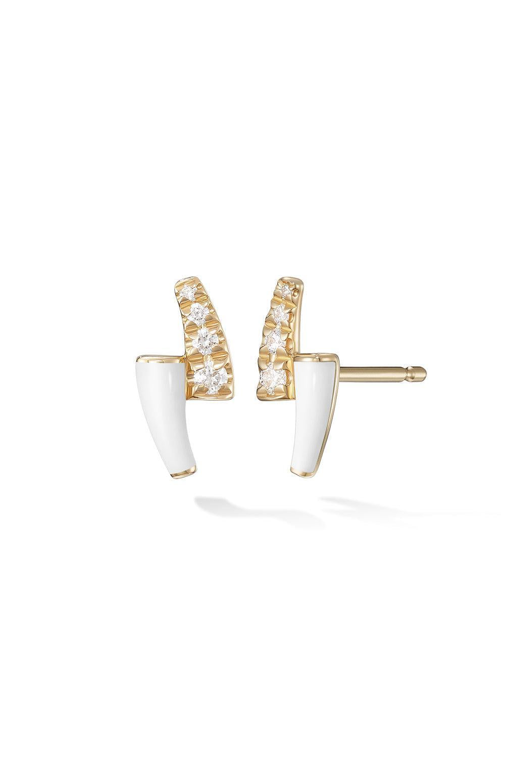 White Partial Diamond Stud Earrings-YELLOW GOLD-JEWELRYFINE JEWELEARRING-MELISSA KAYE