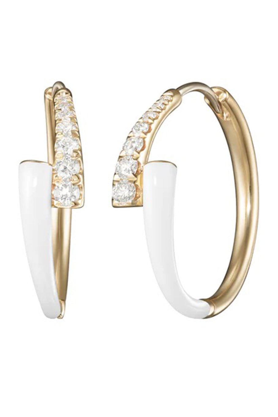 MELISSA KAYE-Lola Hoop Earring - White-YELLOW GOLD