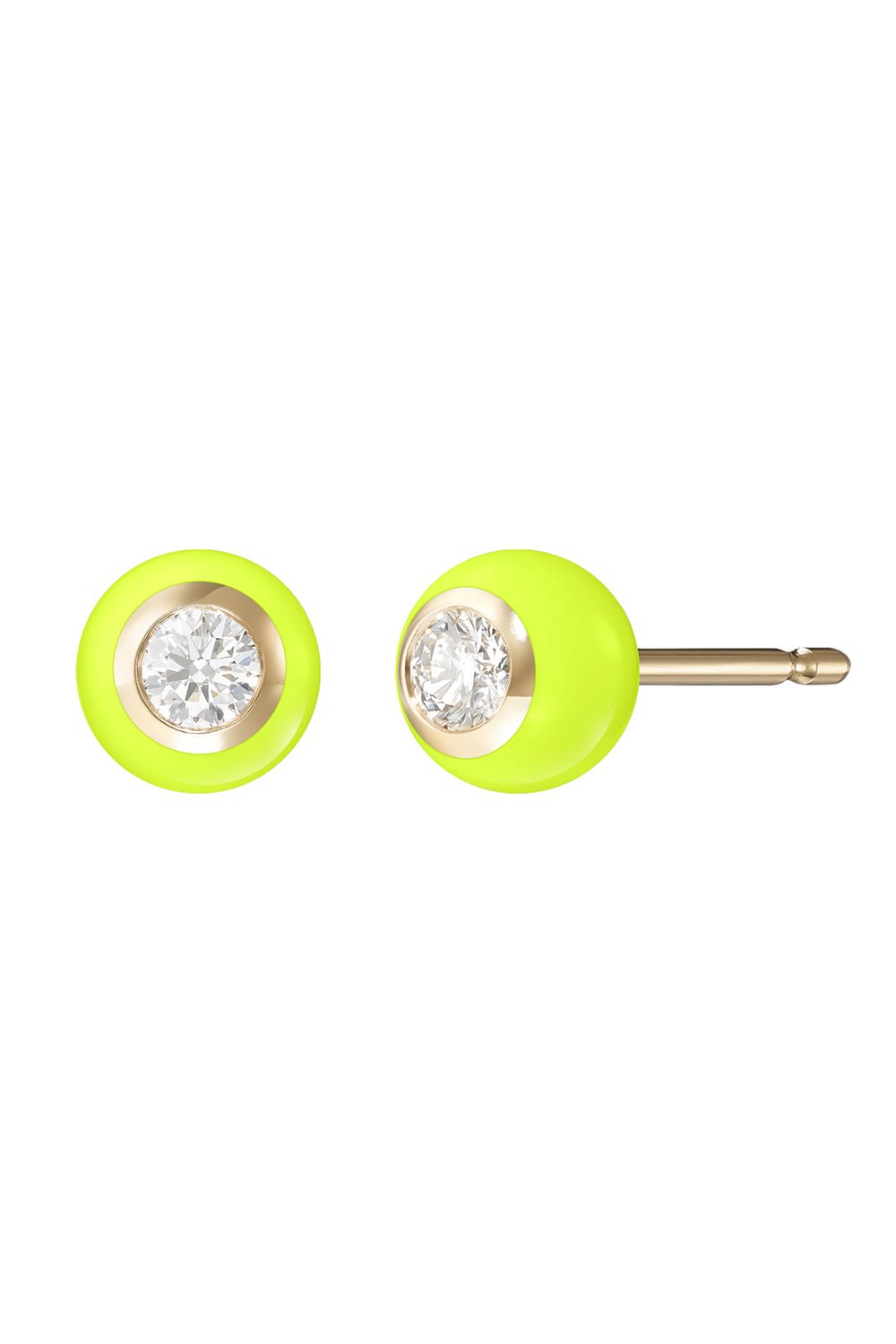 MELISSA KAYE-Small Neon Yellow Audrey Stud Earrings-YELLOW GOLD