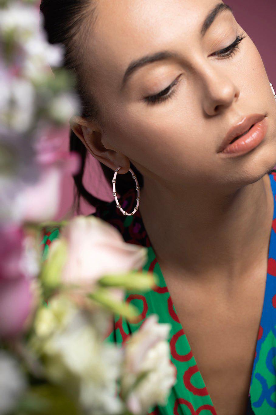 MELISSA KAYE-Zea Hoops - Pastel Pink-YELLOW GOLD