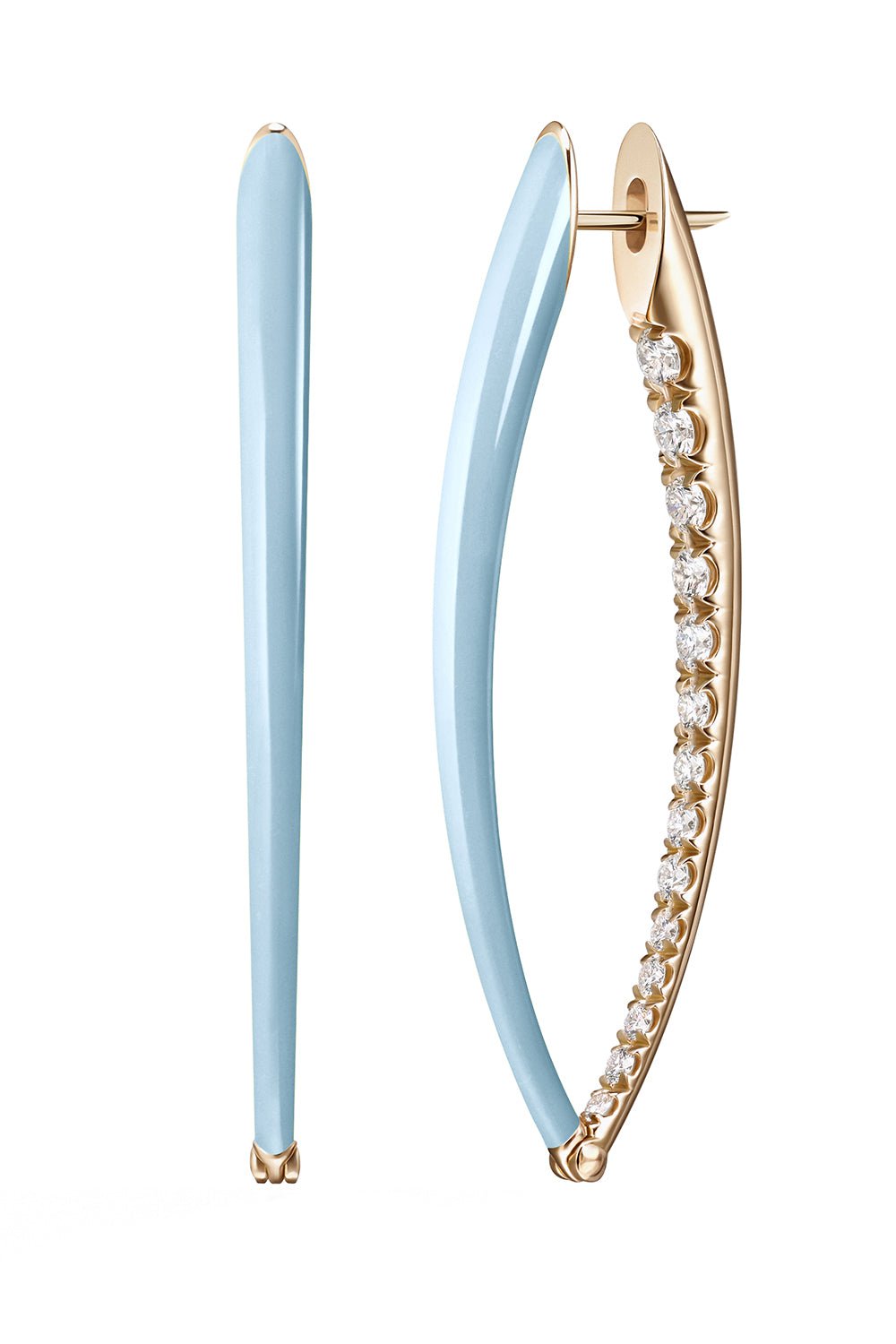 MELISSA KAYE-Large Pastel Blue Cristina Earrings-YELLOW GOLD