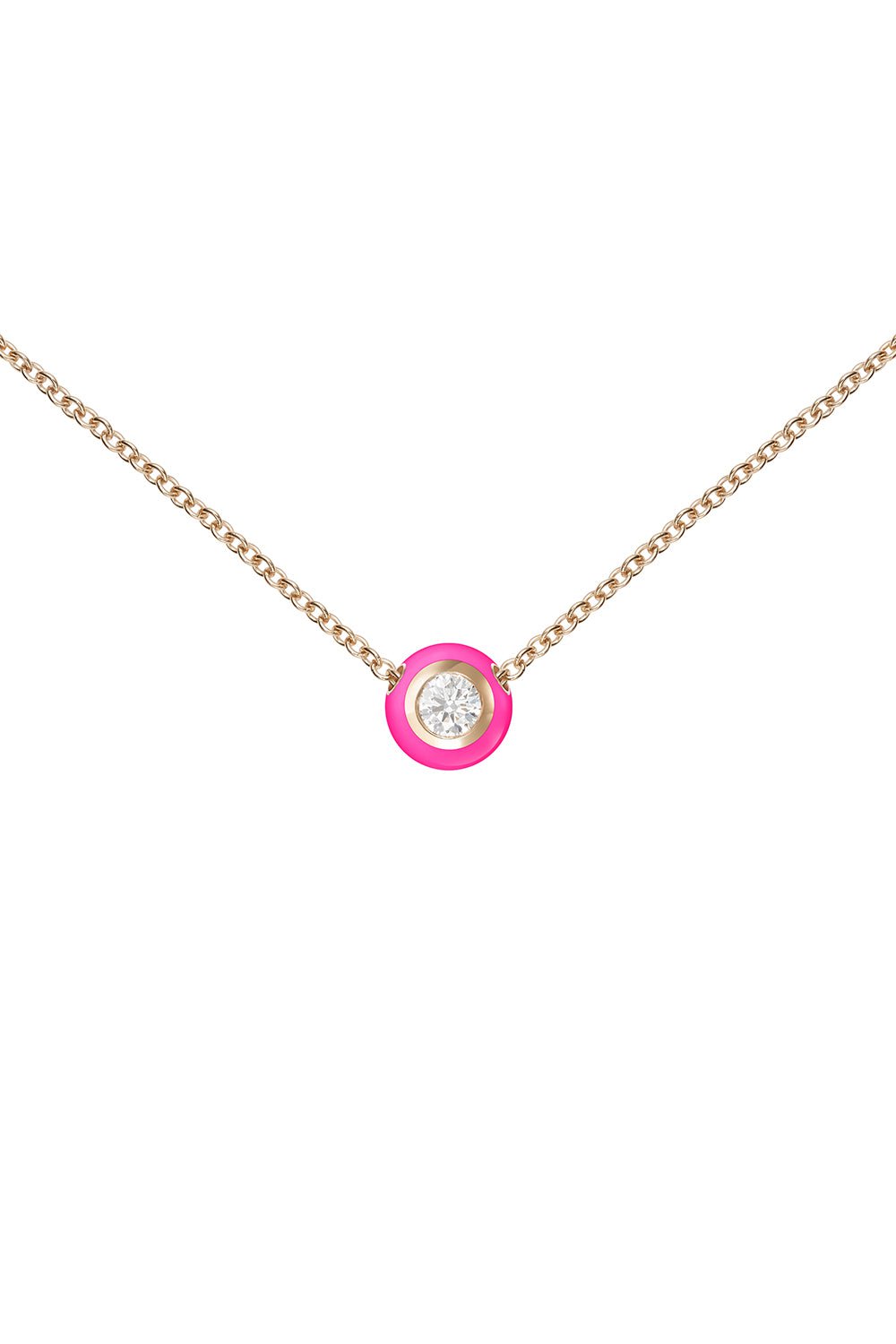 MELISSA KAYE-Small Neon Pink Audrey Pendant Necklace-ROSE GOLD