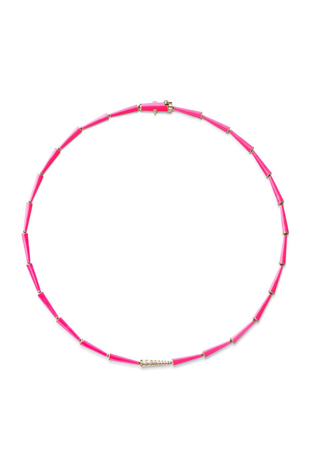 MELISSA KAYE-Neon Pink Lola Linked Necklace-ROSE GOLD