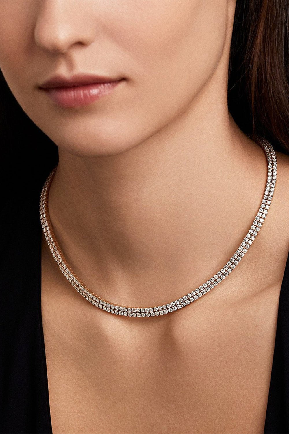 MELISSA KAYE-Lenox Double Tennis Necklace - White Gold-WHITE GOLD