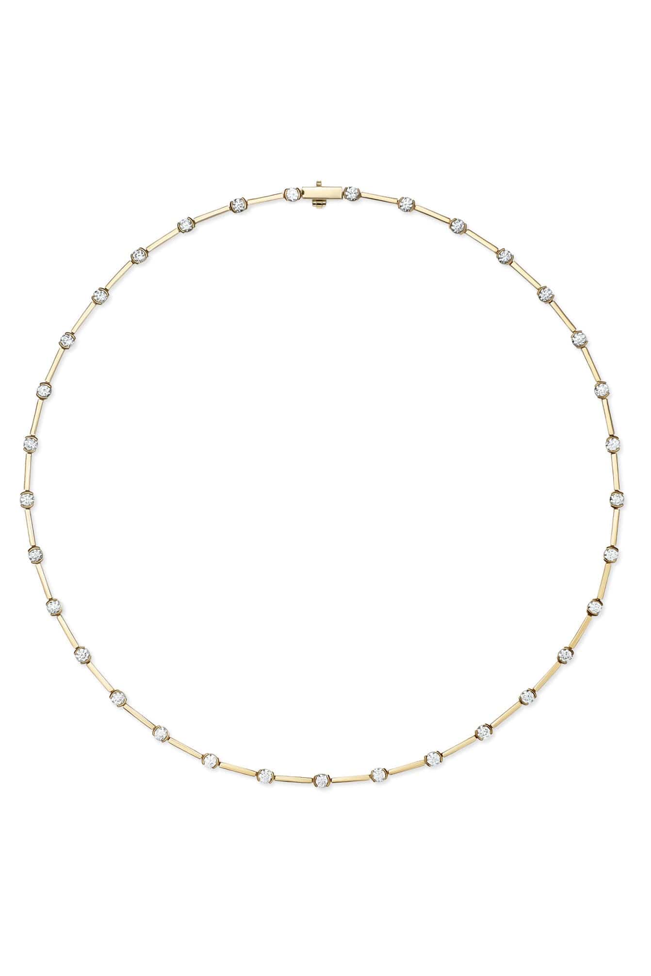 MELISSA KAYE-Diamond Zea Linked Necklace-YELLOW GOLD